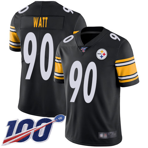Men Pittsburgh Steelers Football 90 Limited Black T J Watt Home 100th Season Vapor Untouchable Nike NFL Jersey